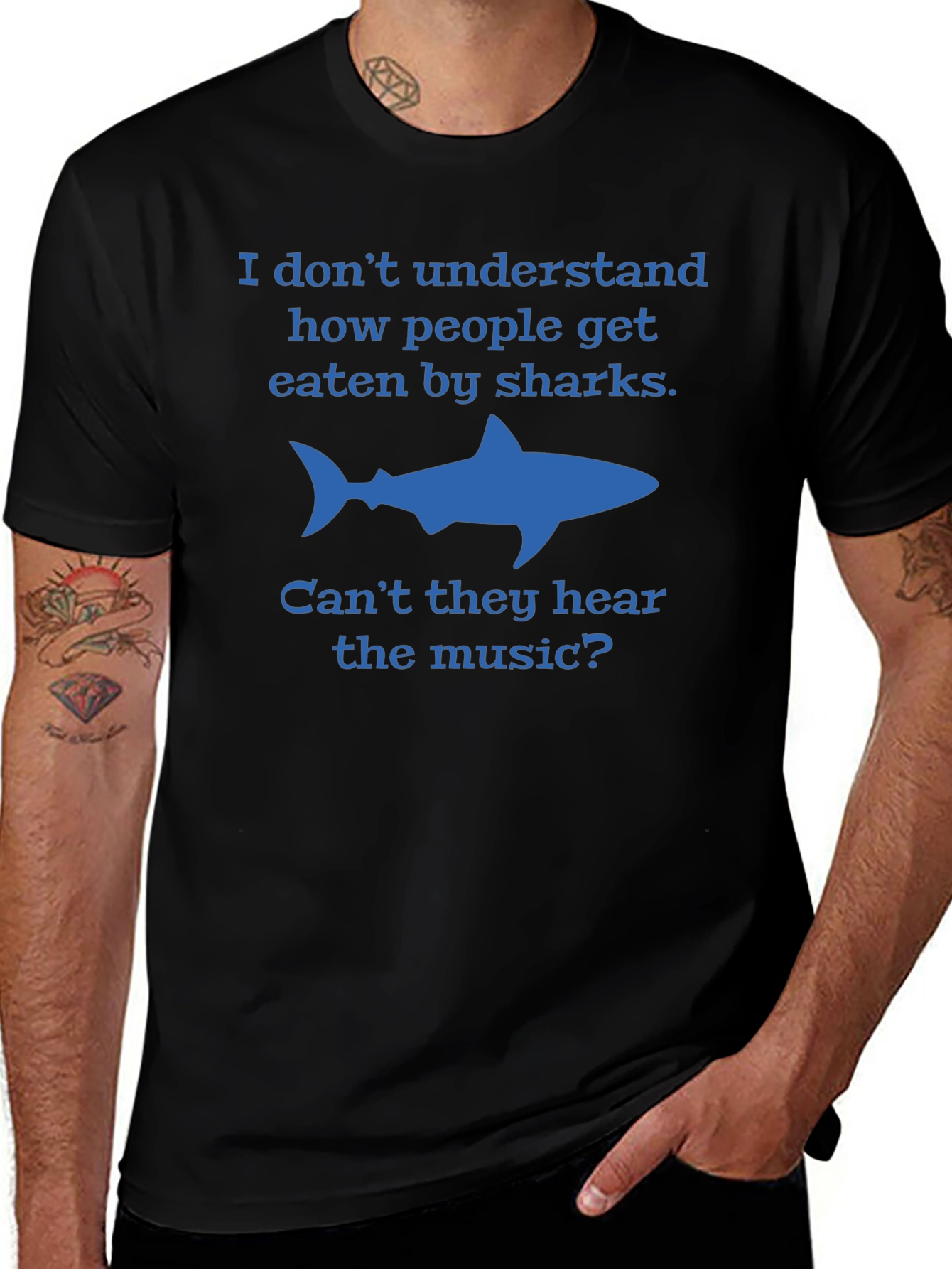 Shark Humor T-Shirt - Cant They Hear the Music?