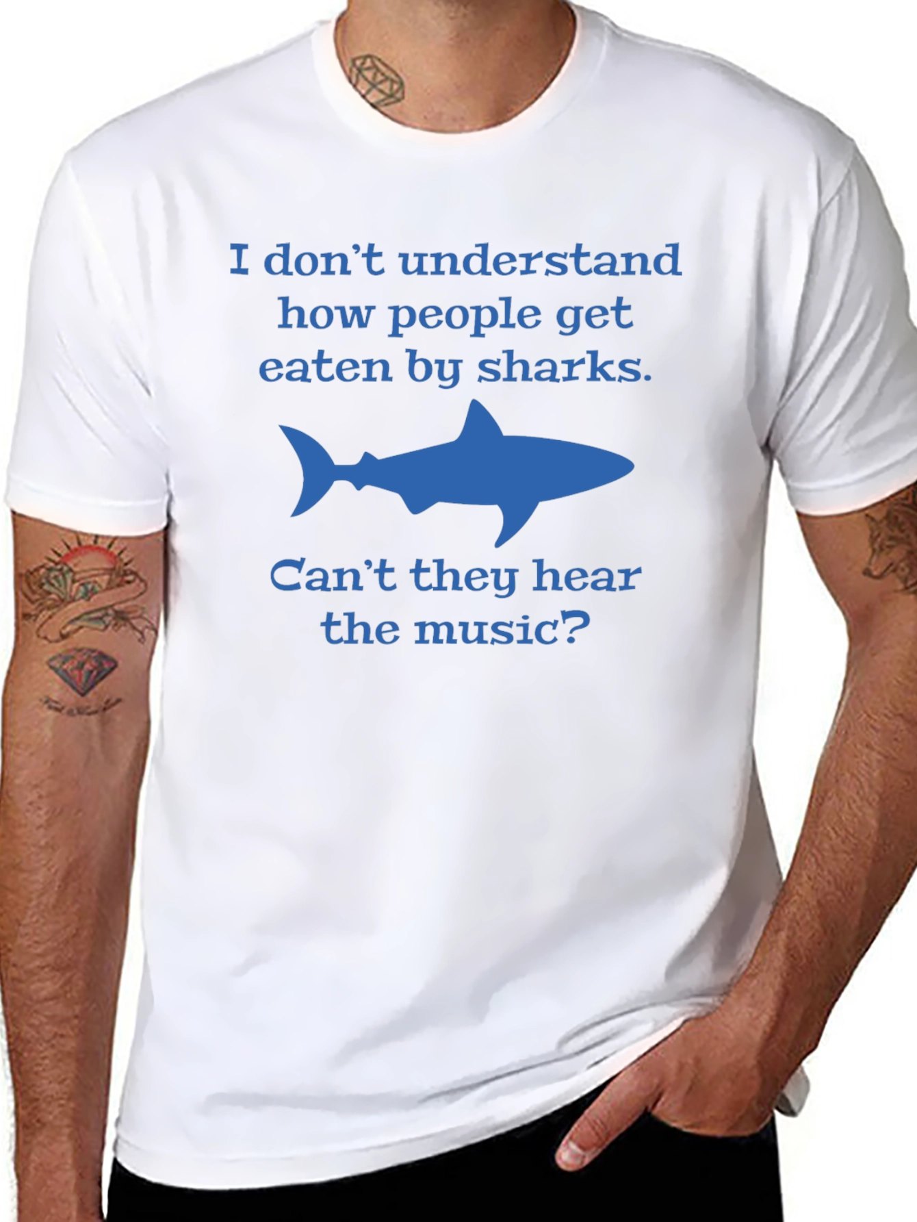 Shark Humor T-Shirt - Cant They Hear the Music?