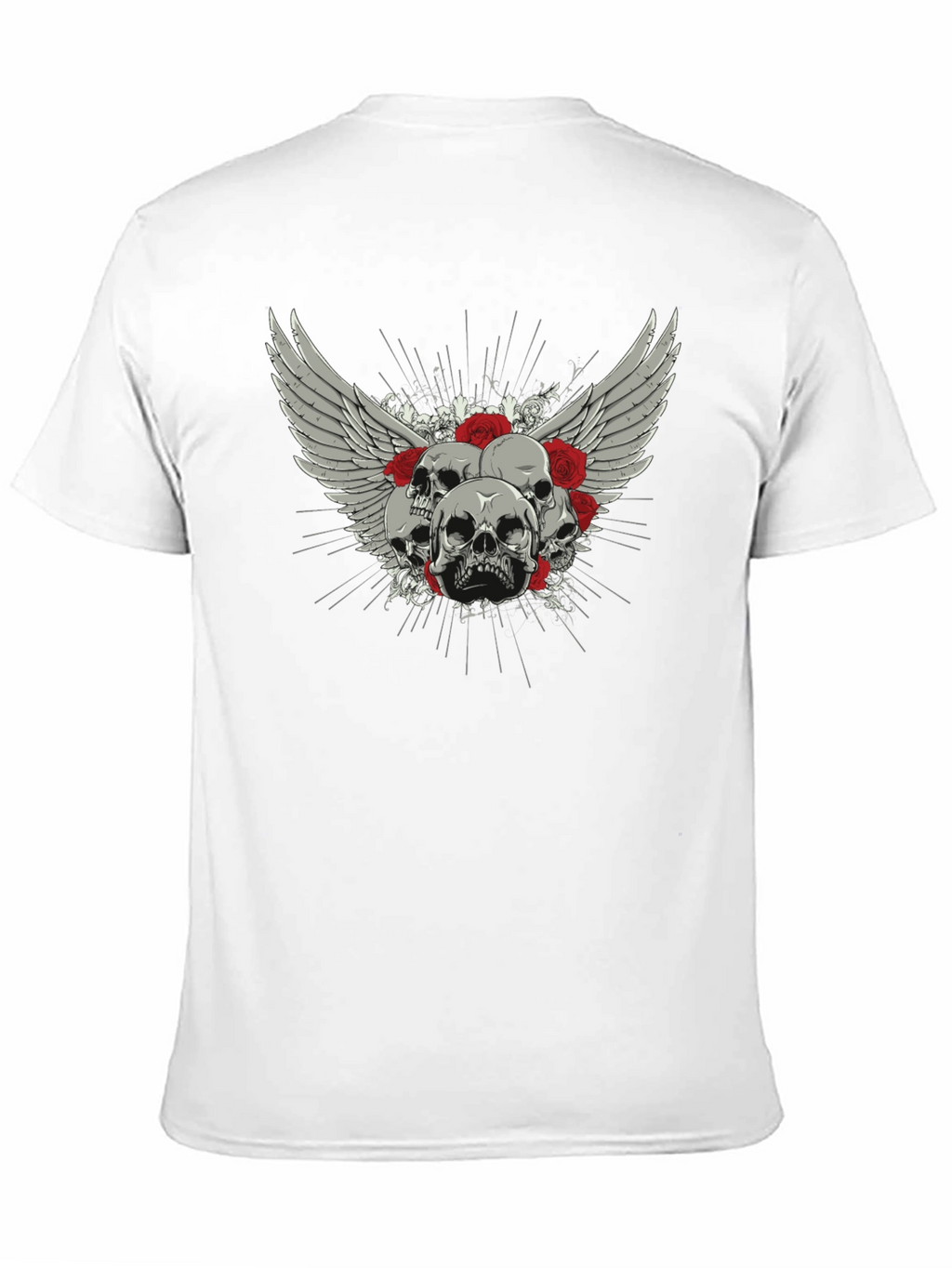 Skull & Roses Graphic Print Black T-Shirt