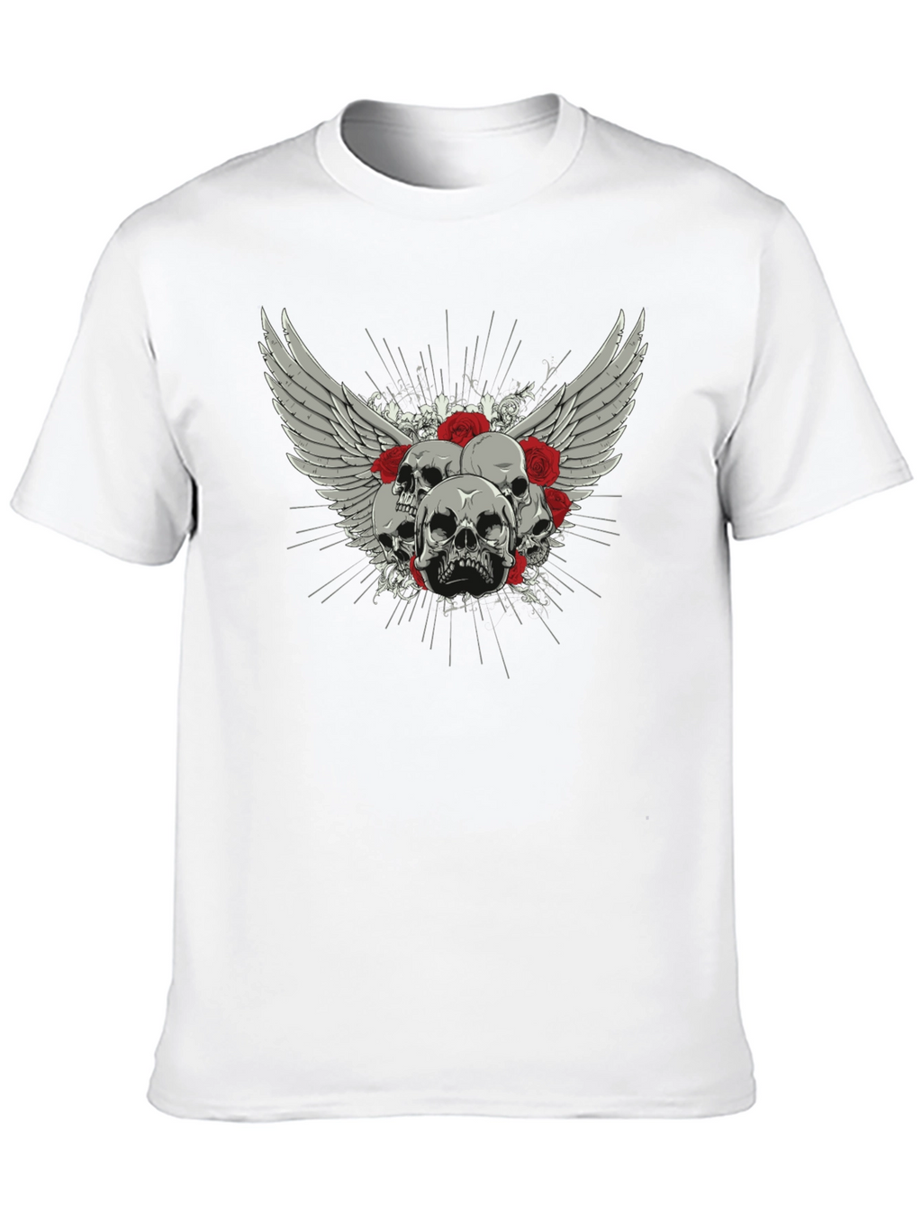 Skull & Roses Graphic Print Black T-Shirt