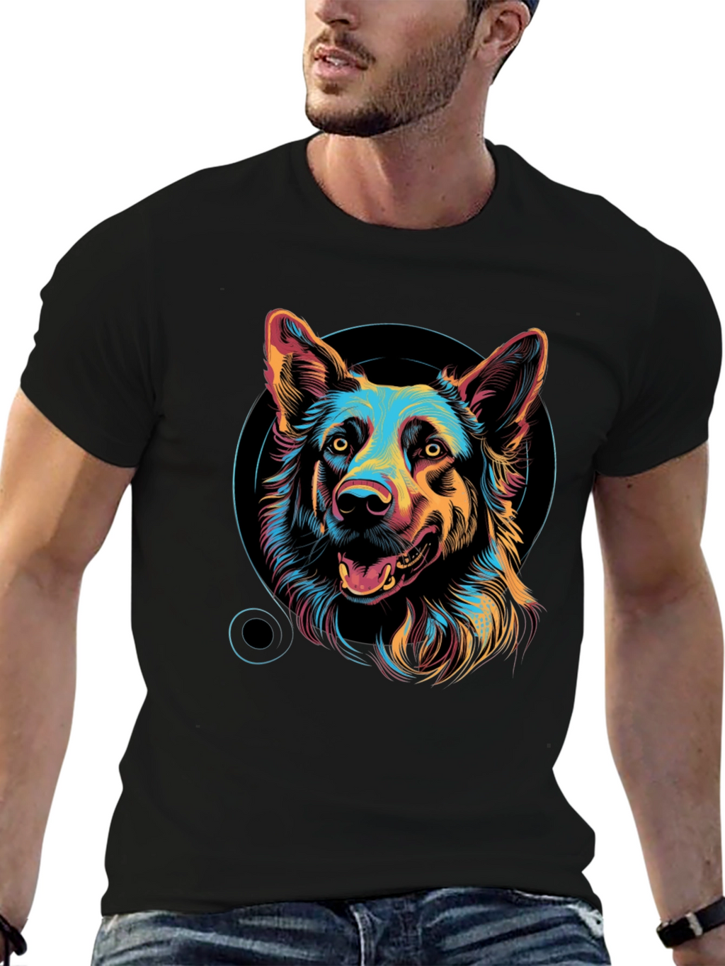 Dog Graphic Print Black Unisex T-Shirt