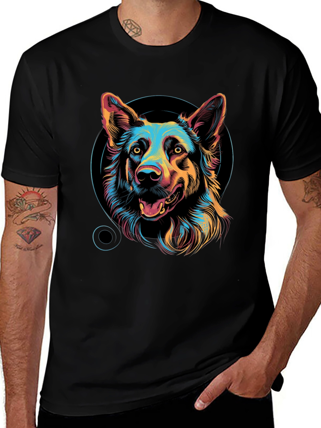 Dog Graphic Print Black Unisex T-Shirt
