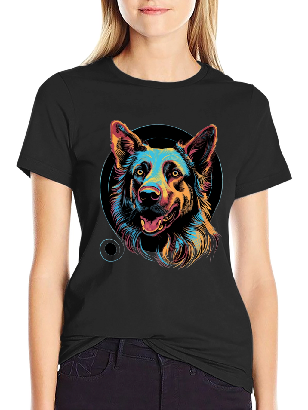 Dog Graphic Print Black Unisex T-Shirt