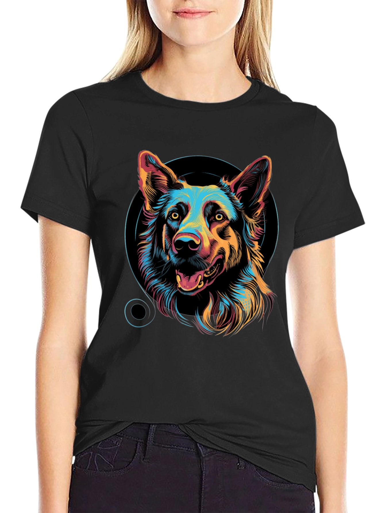 Dog Graphic Print Black Unisex T-Shirt