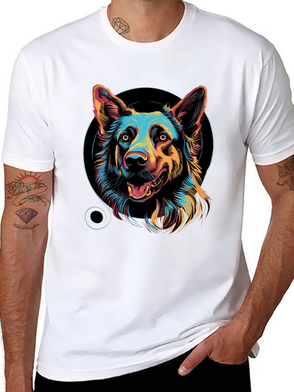 Dog Graphic Print Black Unisex T-Shirt