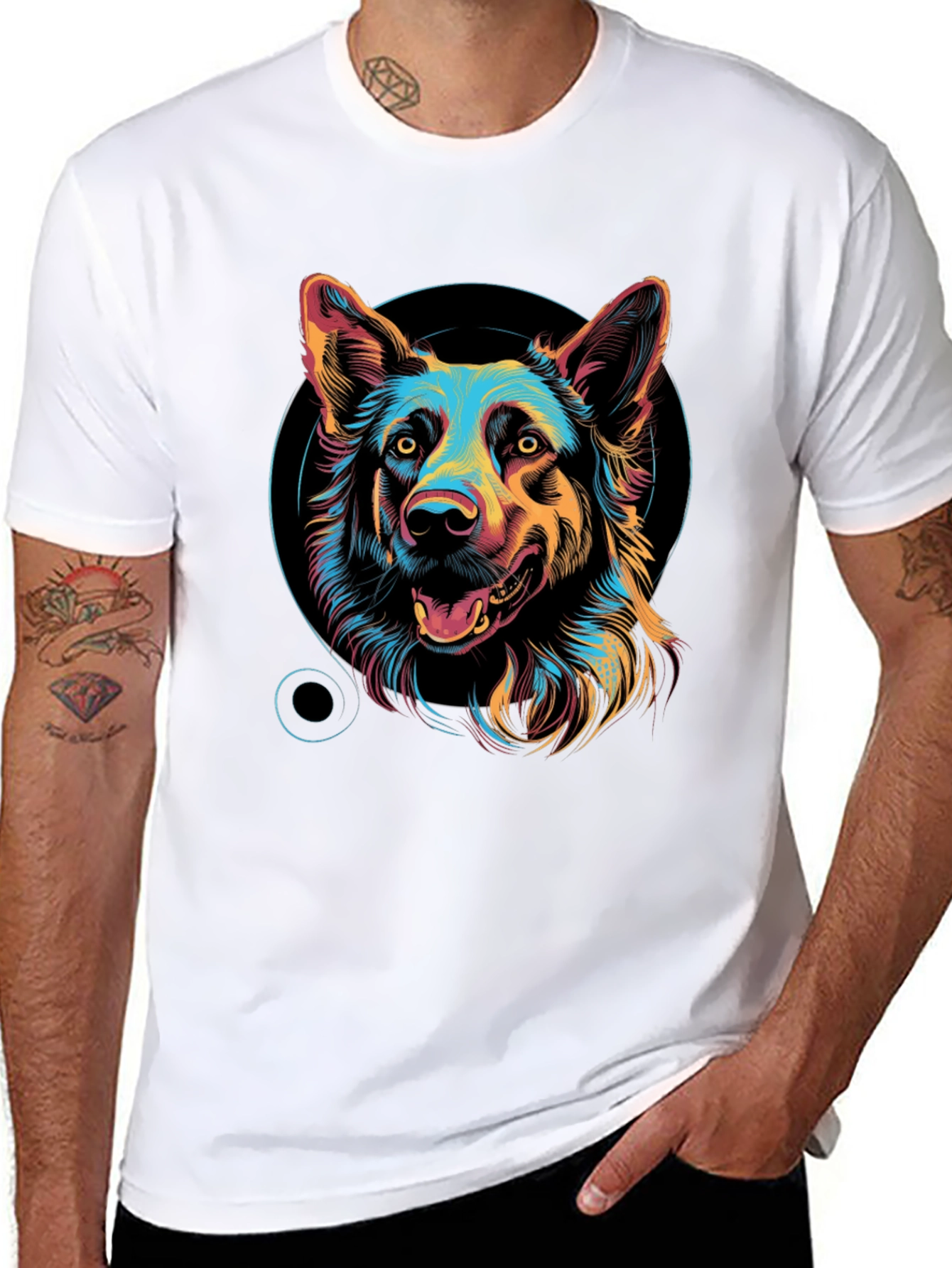 Dog Graphic Print Black Unisex T-Shirt