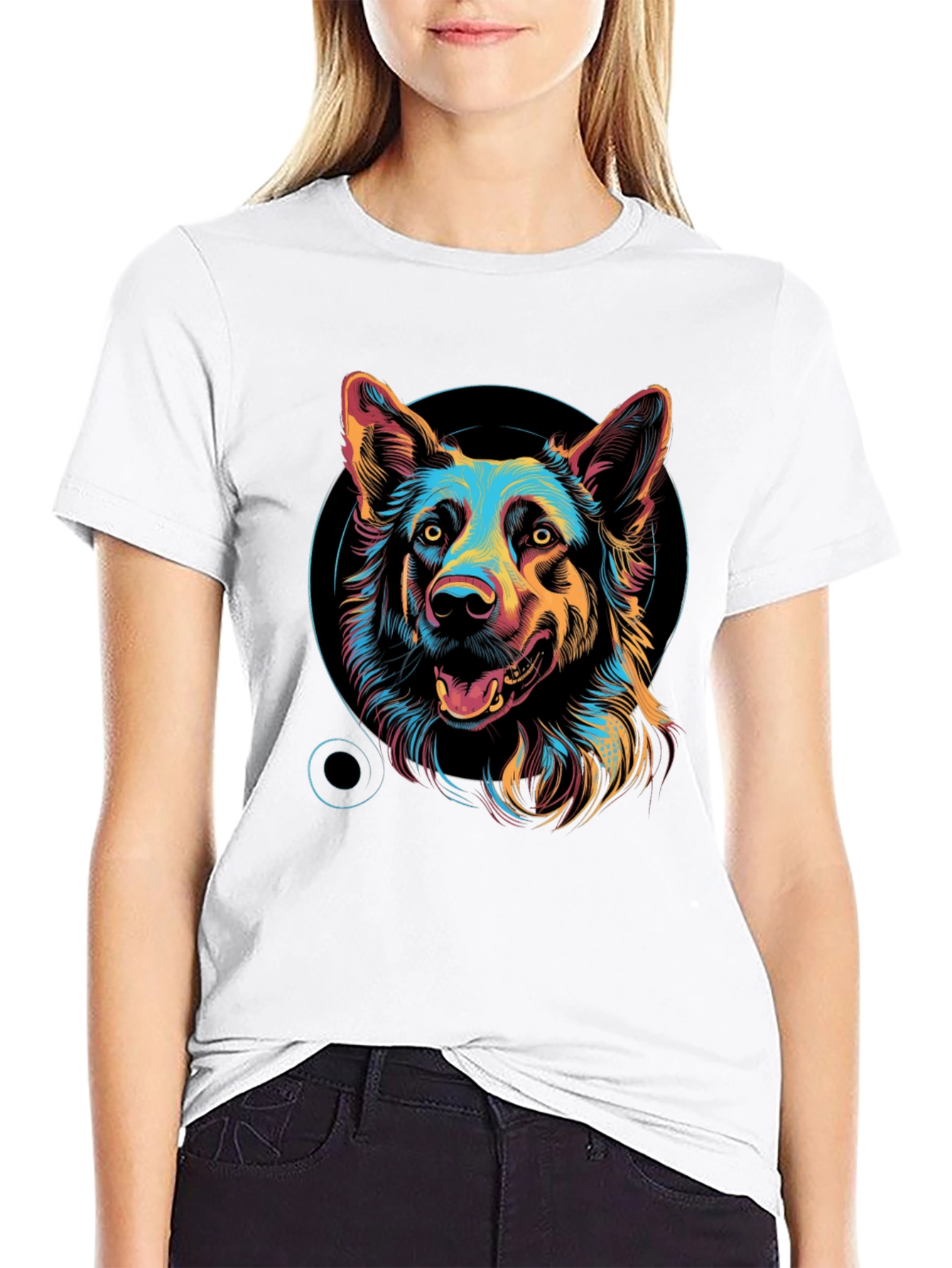 Dog Graphic Print Black Unisex T-Shirt