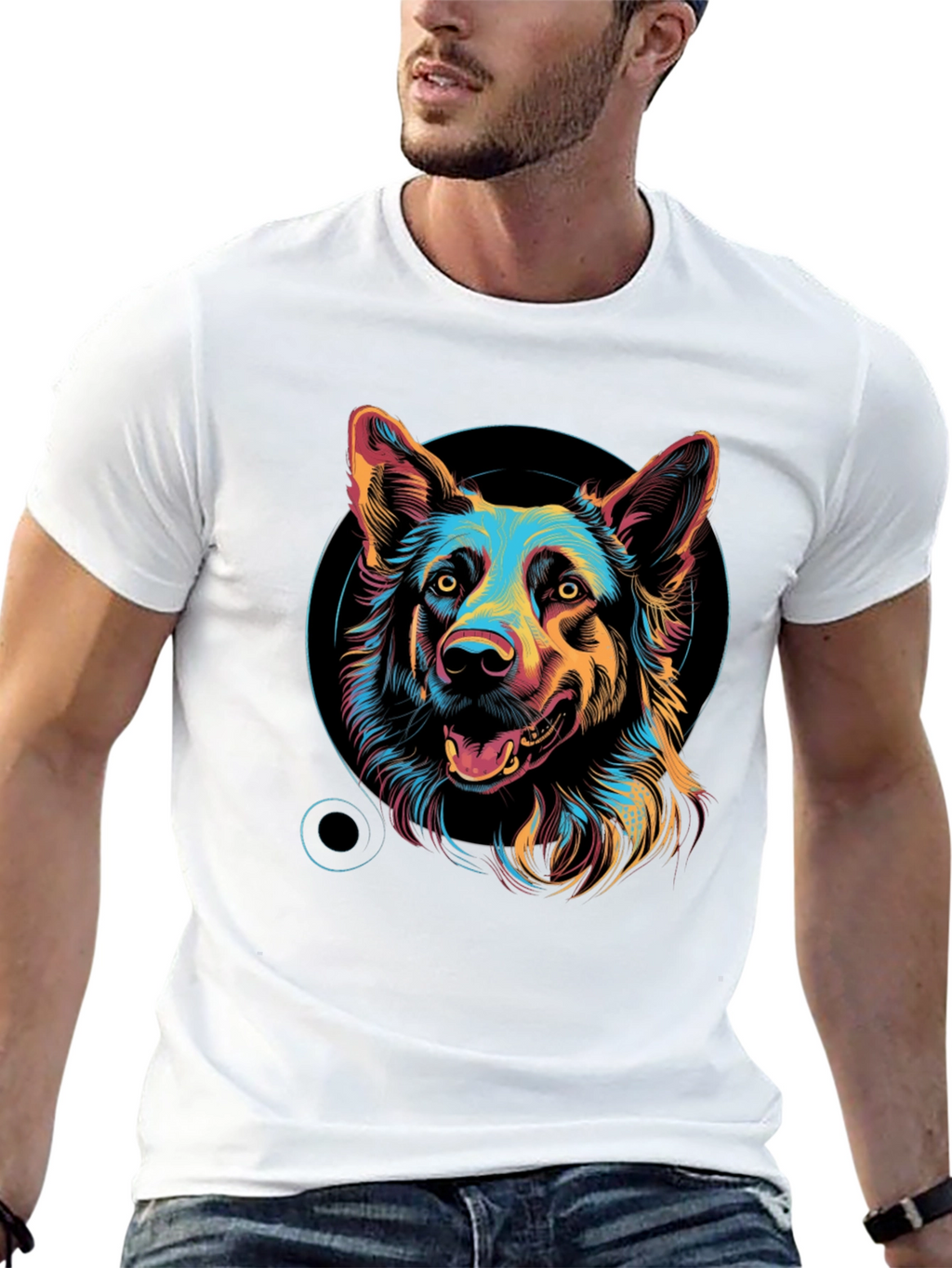 Dog Graphic Print Black Unisex T-Shirt