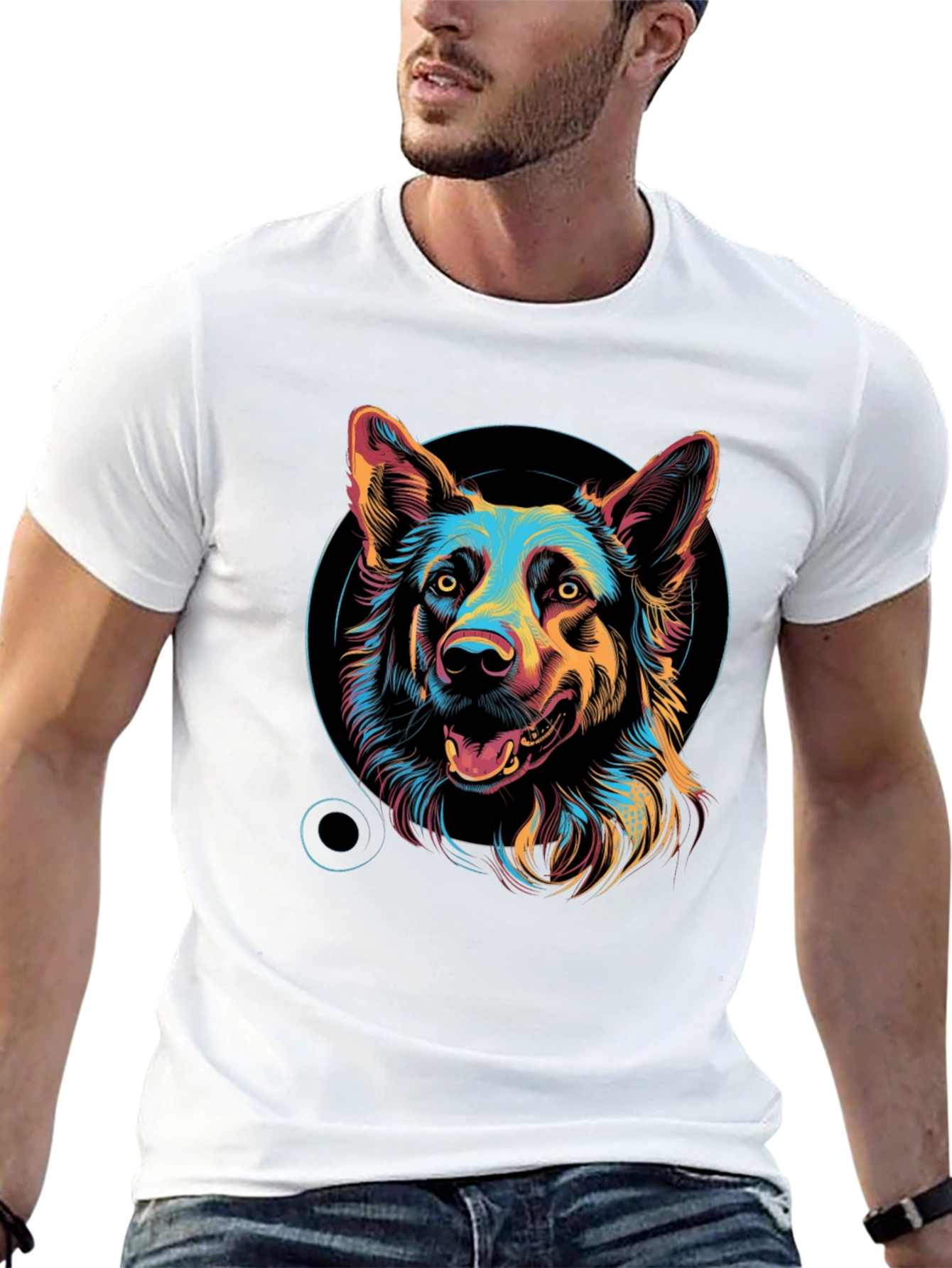 Dog Graphic Print Black Unisex T-Shirt