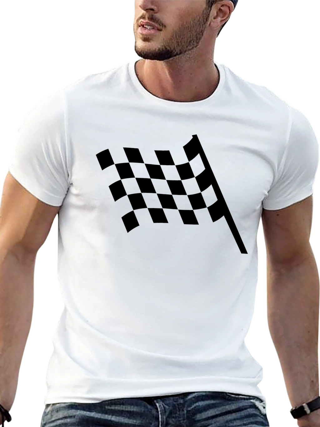Checkered Flag Graphic Tee - Black