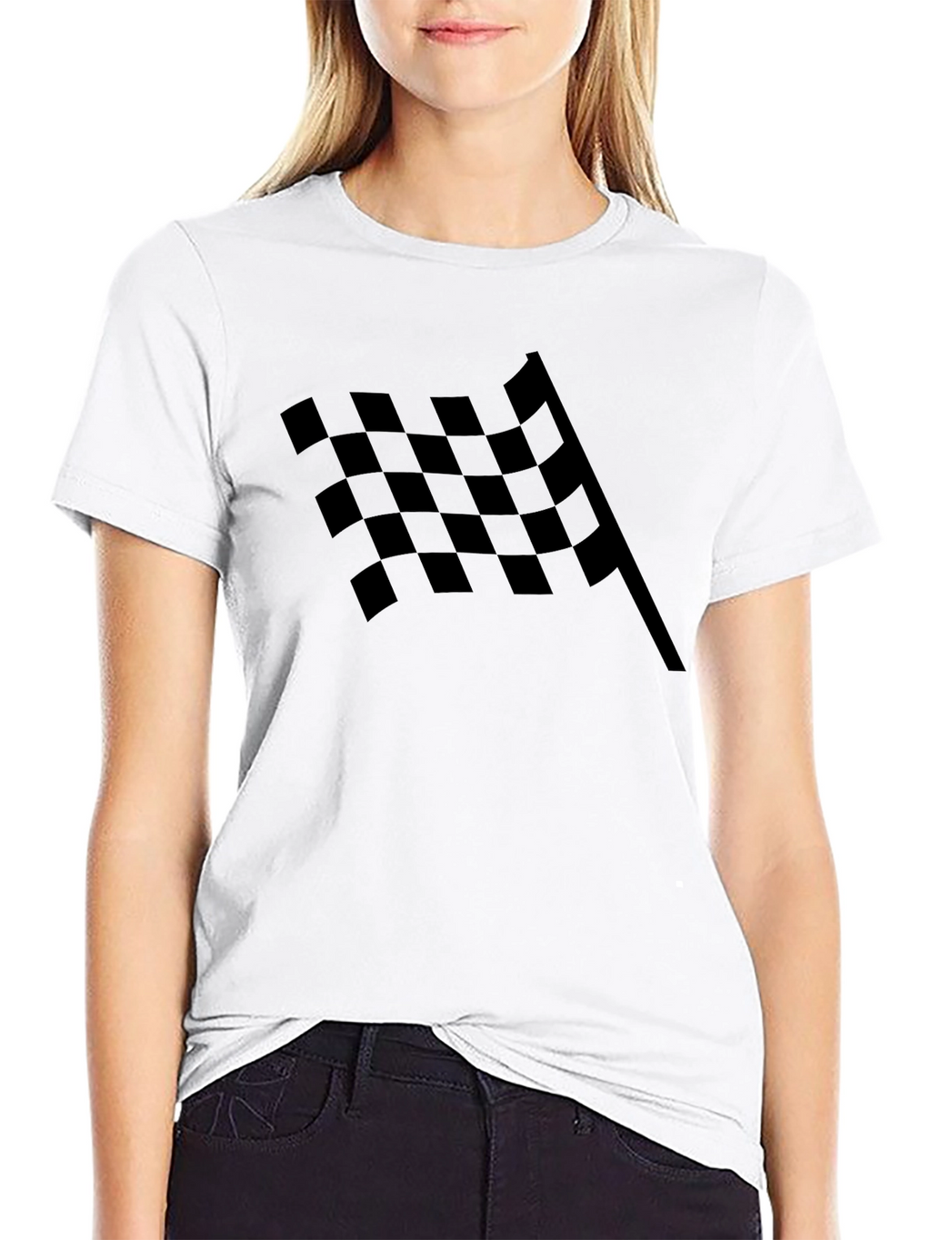 Checkered Flag Graphic Tee - Black