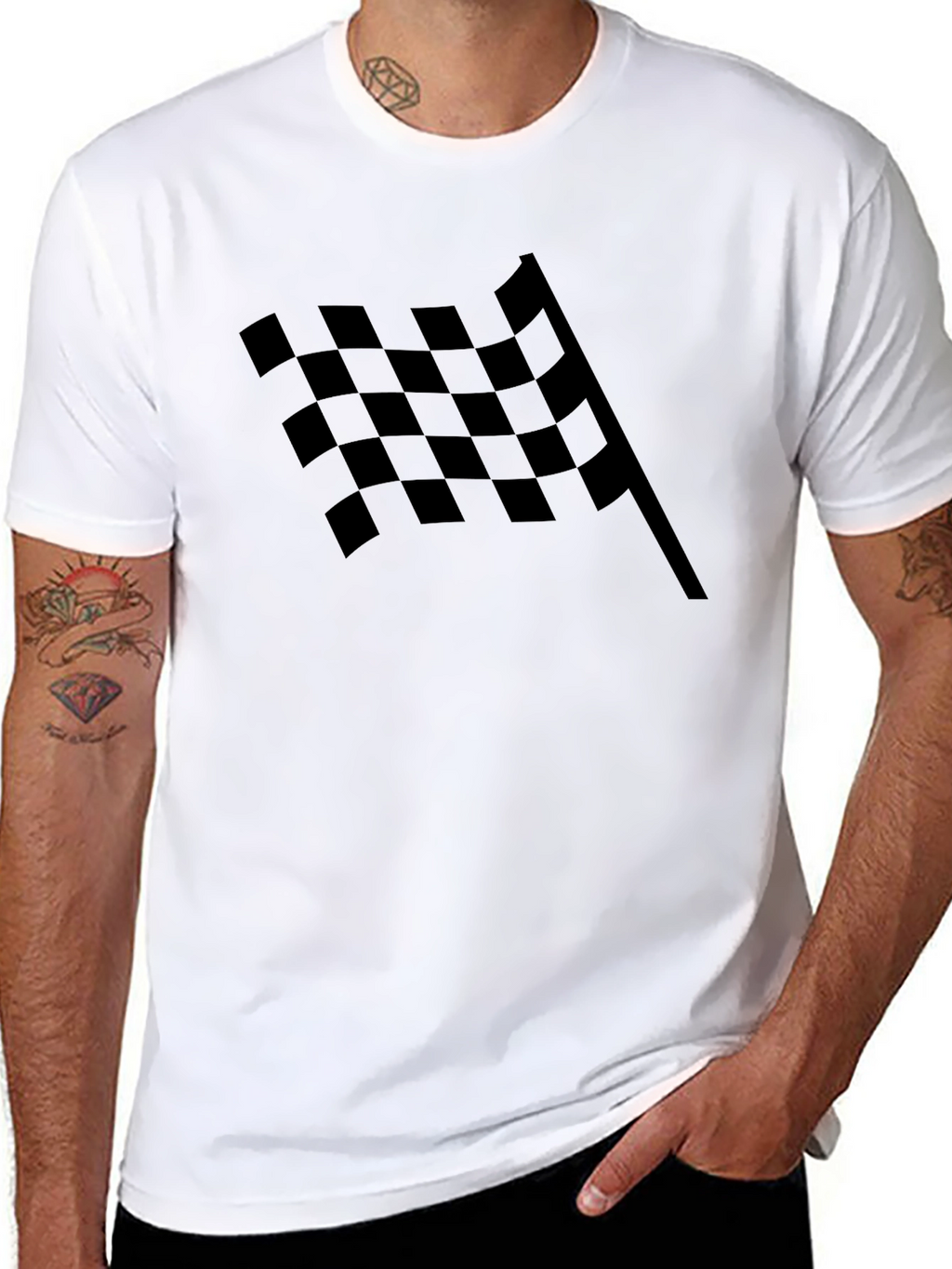 Checkered Flag Graphic Tee - Black