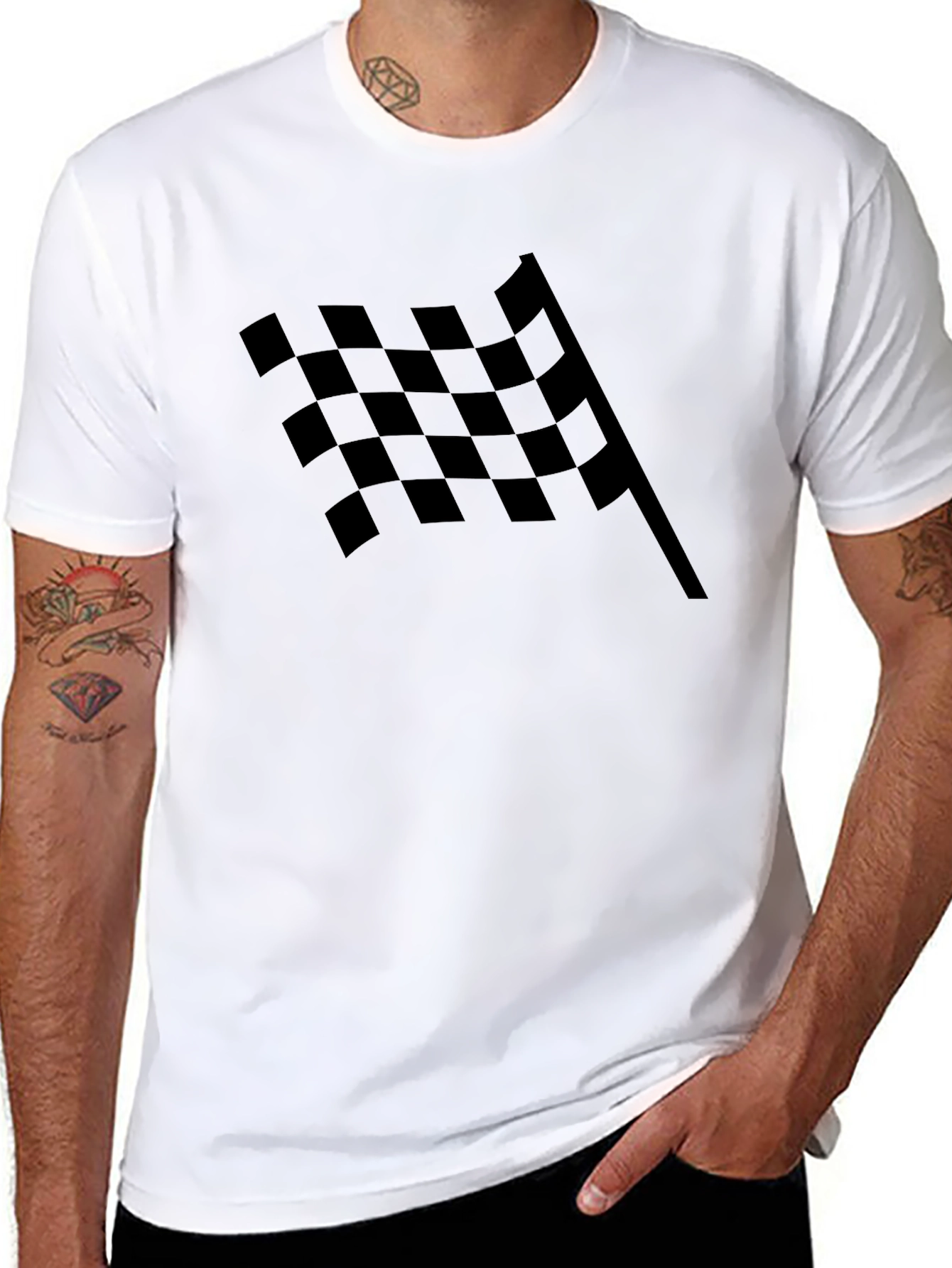 Checkered Flag Graphic Tee - Black