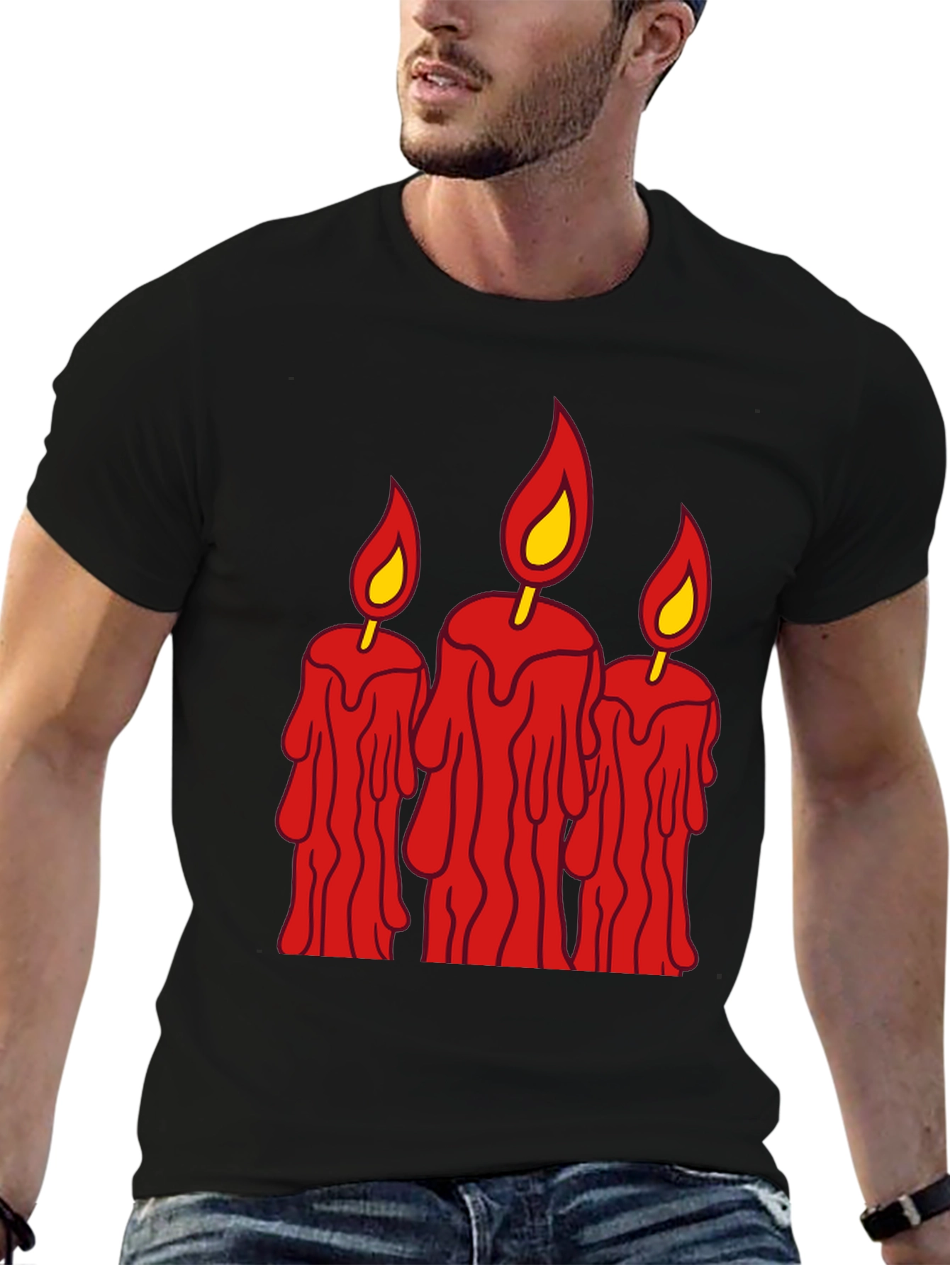 Spooky Candles Graphic Tee - Mens Black T-Shirt
