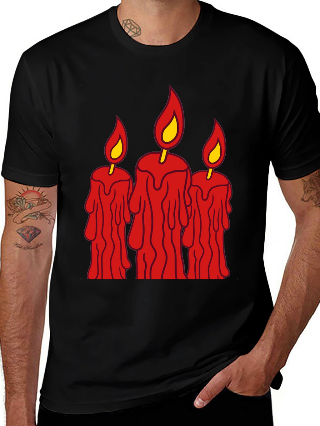 Spooky Candles Graphic Tee - Mens Black T-Shirt