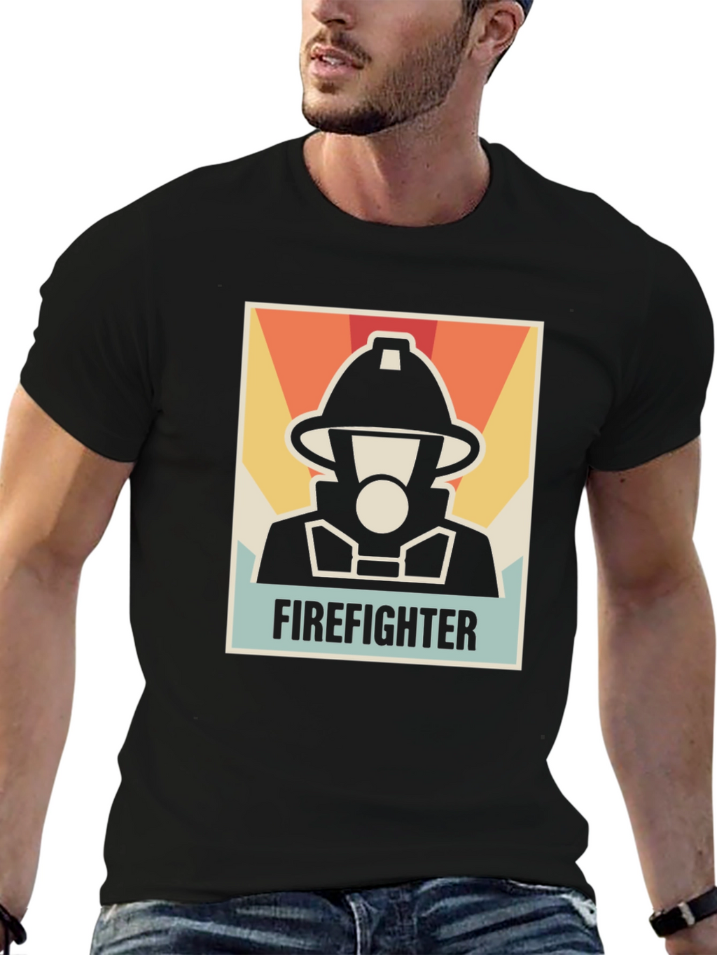 Firefighter Graphic Tee - Black Cotton T-Shirt