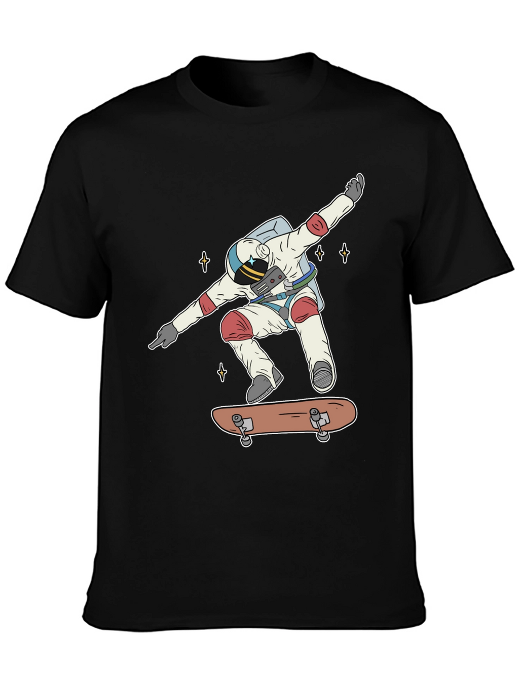 Astronaut Skateboarder Graphic Tee - Cool Space Shirt