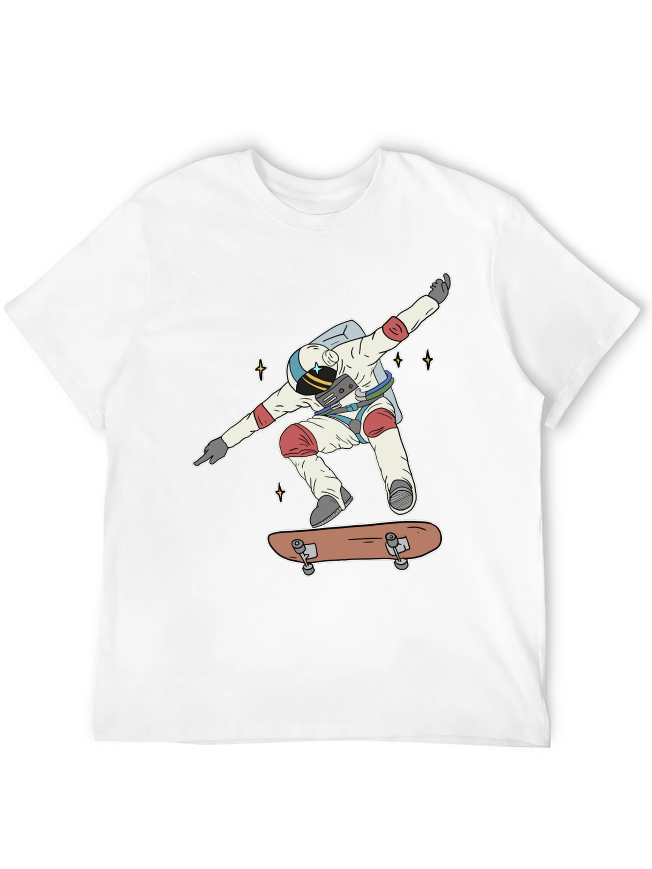 Astronaut Skateboarder Graphic Tee - Cool Space Shirt