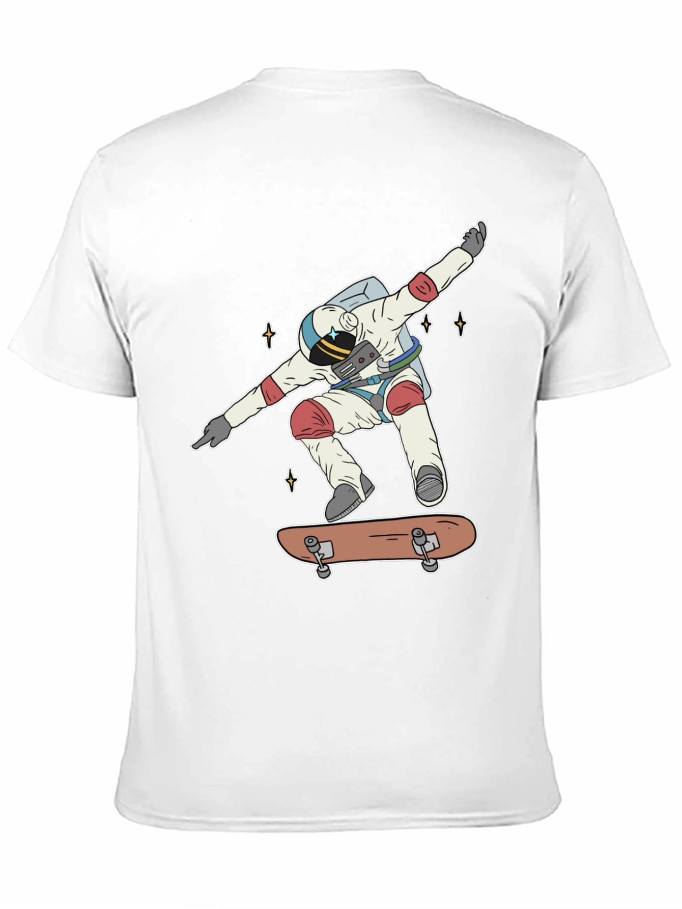 Astronaut Skateboarder Graphic Tee - Cool Space Shirt