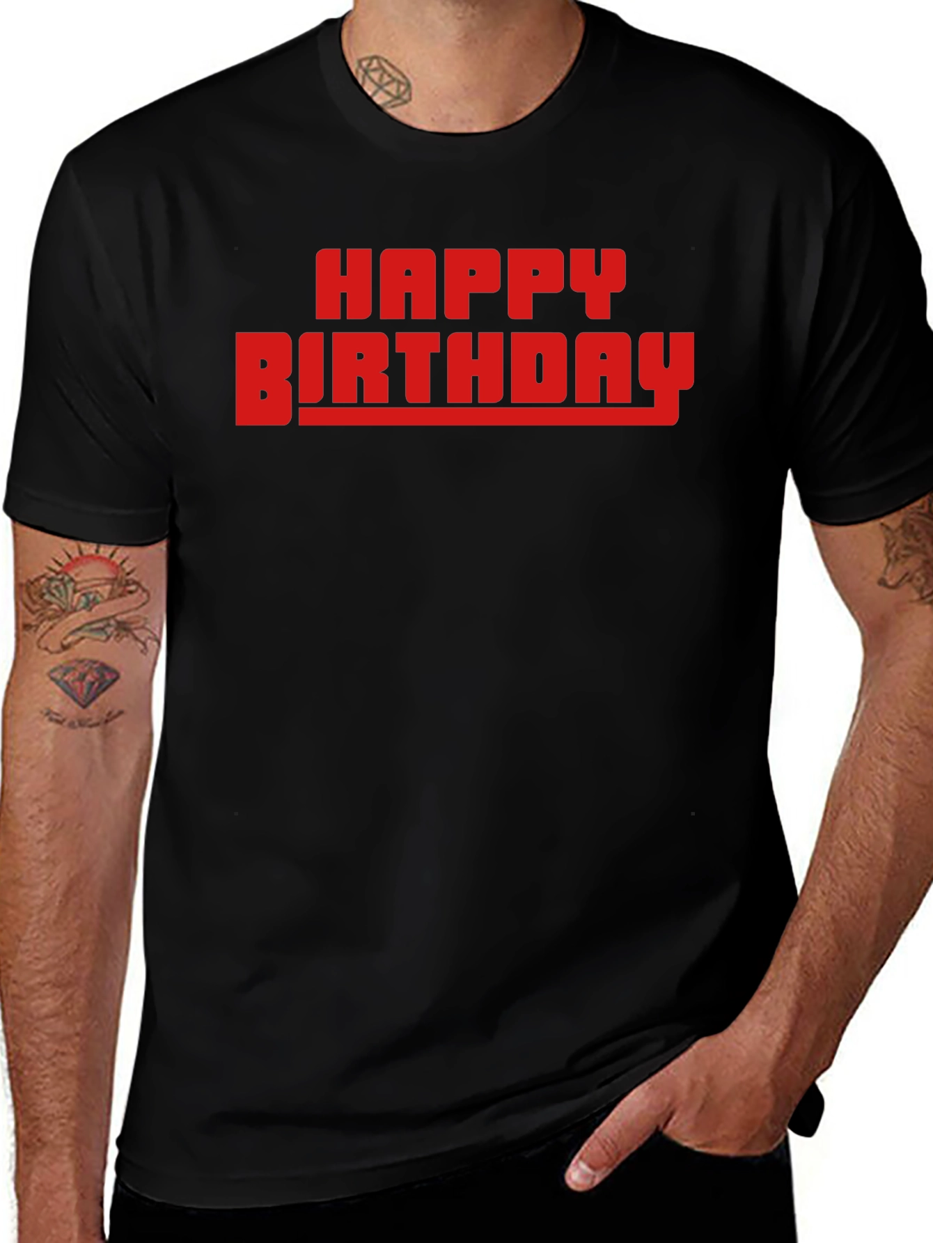 Happy Birthday Graphic T-Shirt - Black Cotton Tee