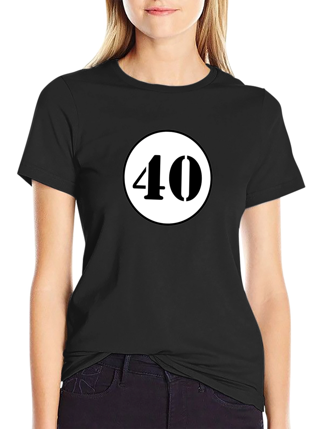 Retro 40 Graphic Tee - Black Cotton Casual Wear