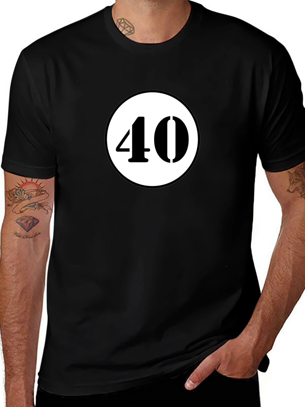 Retro 40 Graphic Tee - Black Cotton Casual Wear
