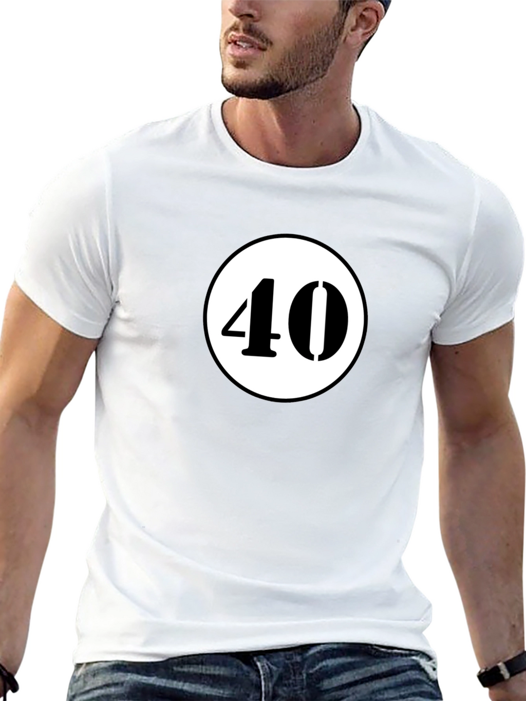 Retro 40 Graphic Tee - Black Cotton Casual Wear