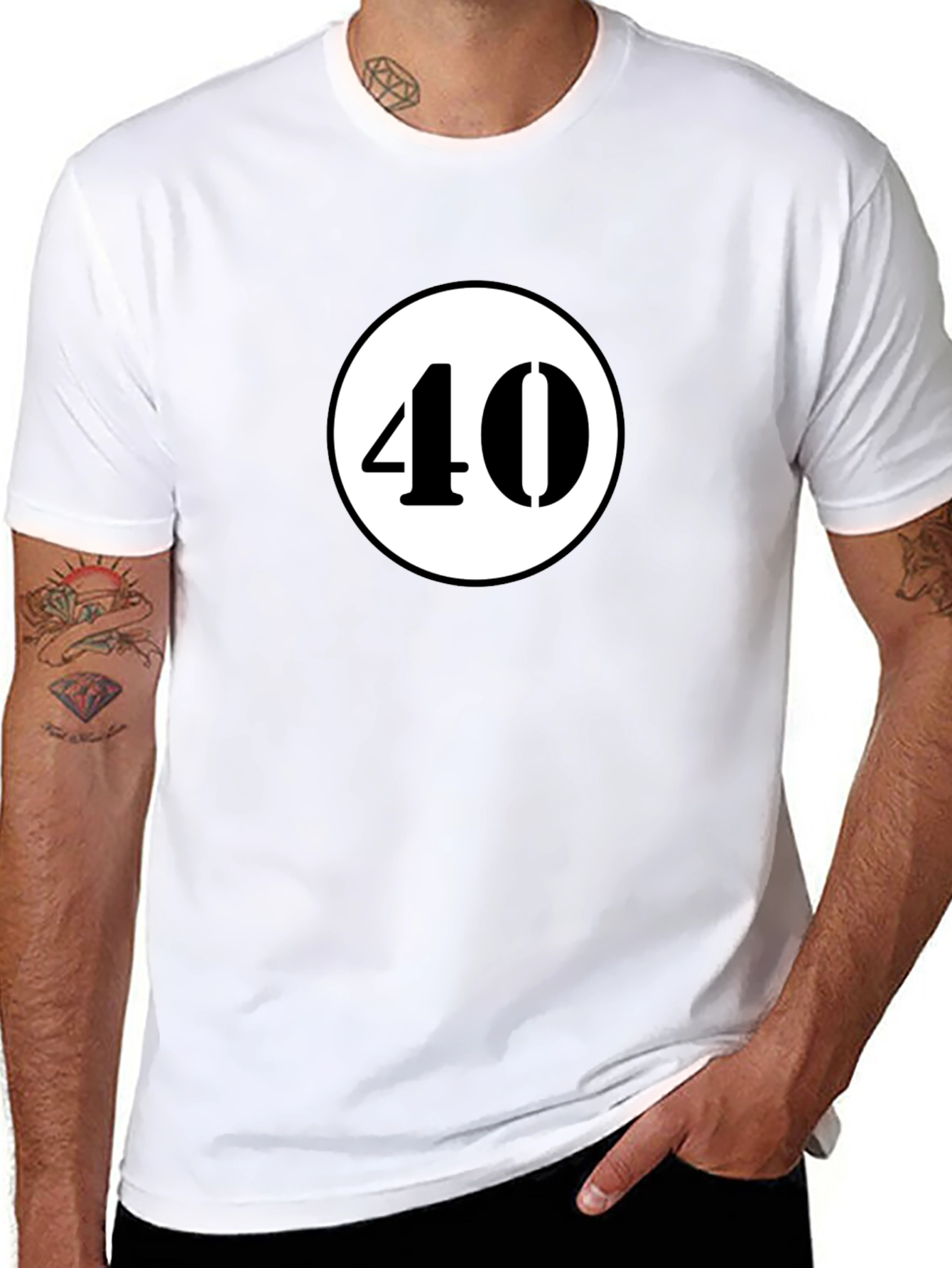 Retro 40 Graphic Tee - Black Cotton Casual Wear