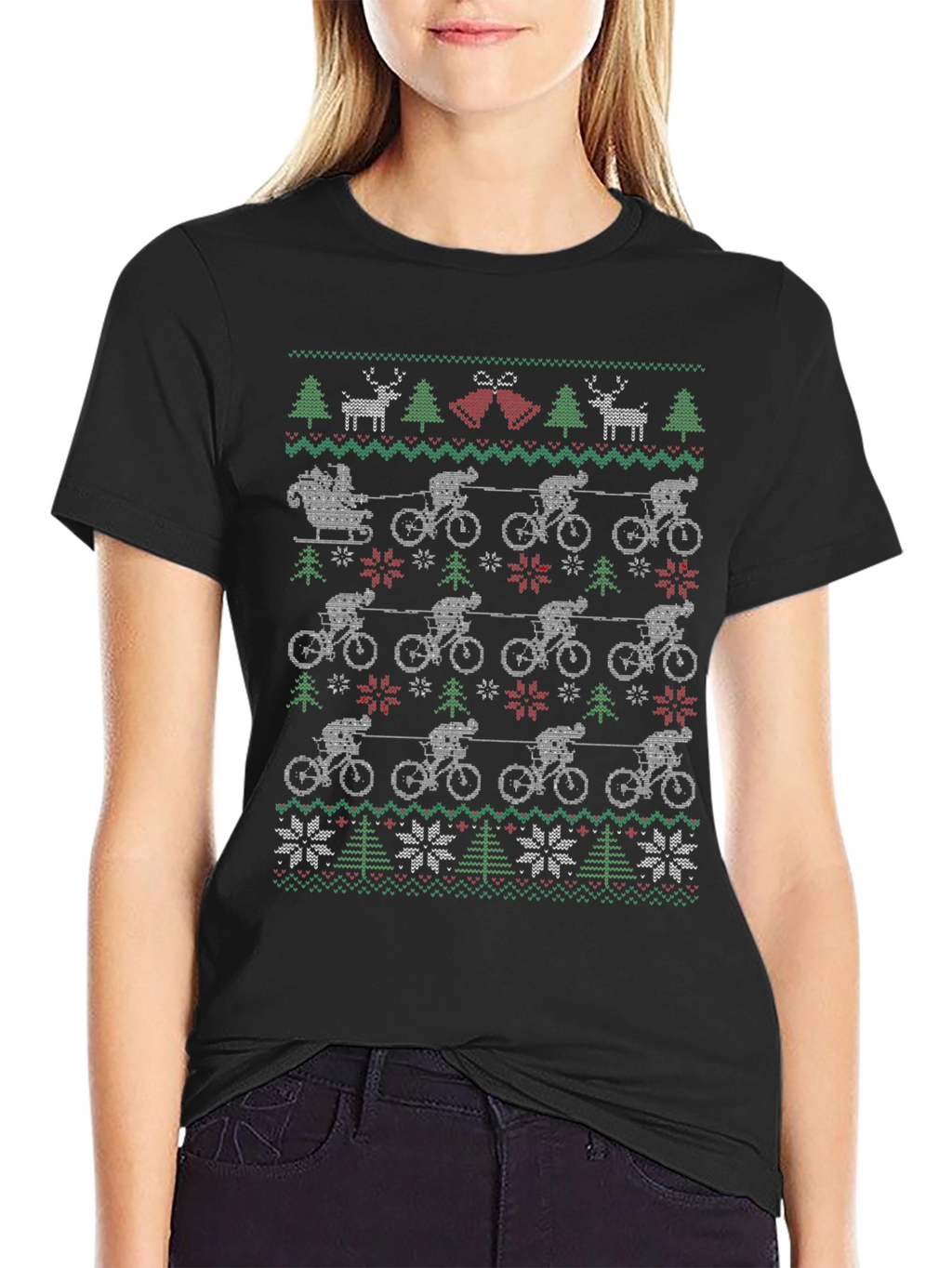 Cycling Santa Ugly Christmas T-Shirt