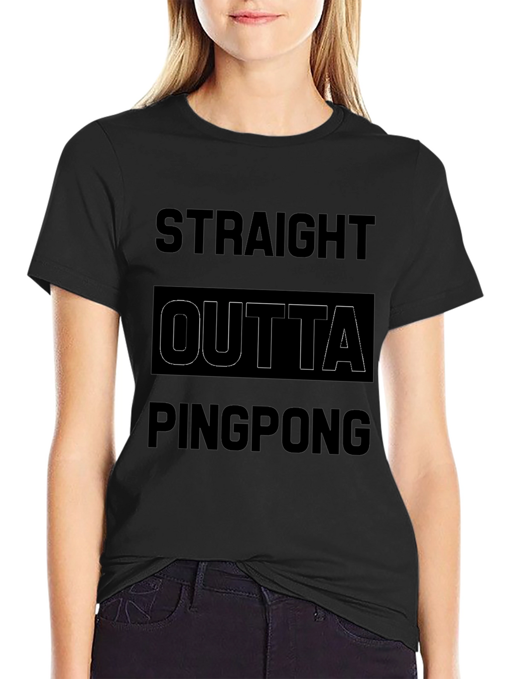 Straight Outta Ping Pong Black Graphic T-Shirt