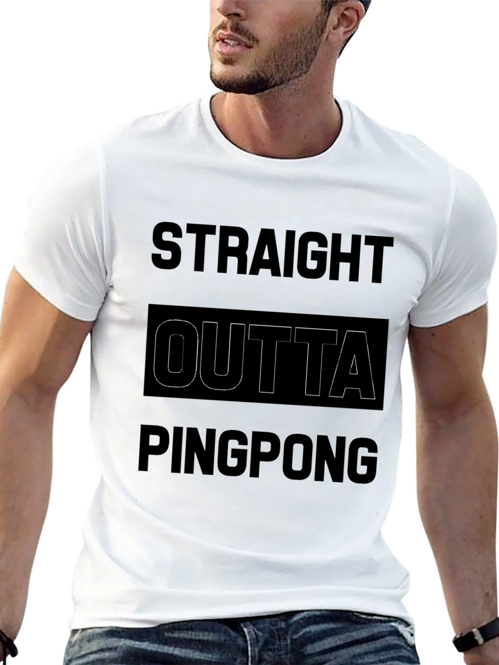 Straight Outta Ping Pong Black Graphic T-Shirt