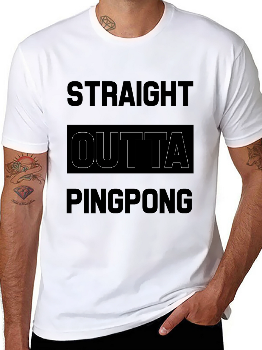 Straight Outta Ping Pong Black Graphic T-Shirt