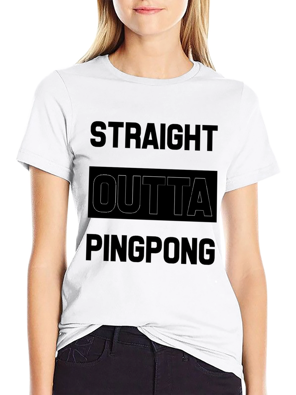 Straight Outta Ping Pong Black Graphic T-Shirt