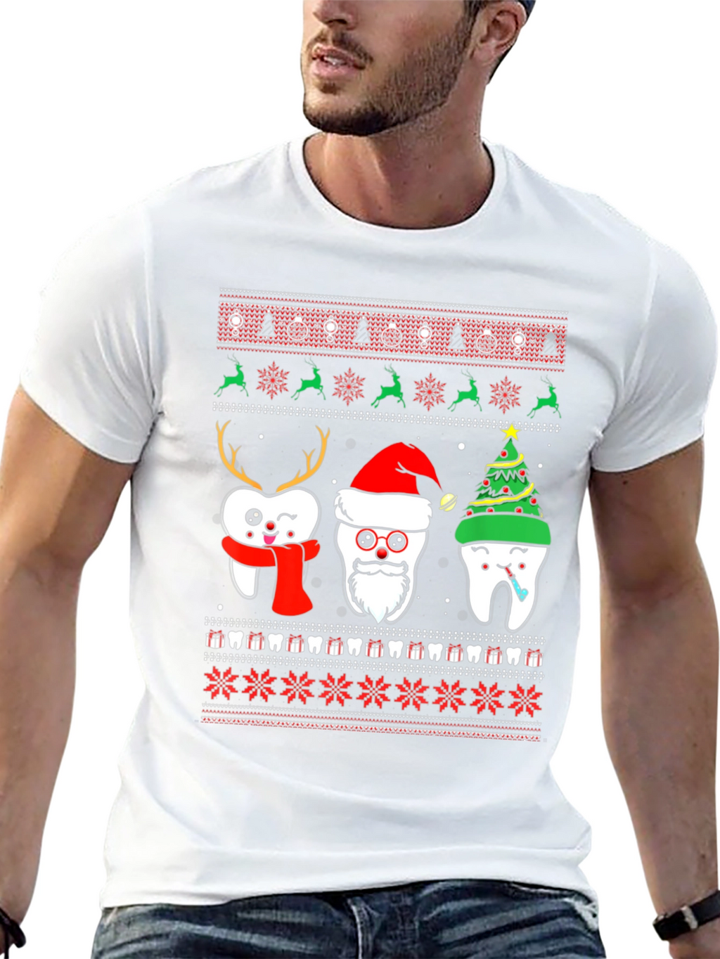 Festive Tooth Christmas Ugly Sweater T-Shirt