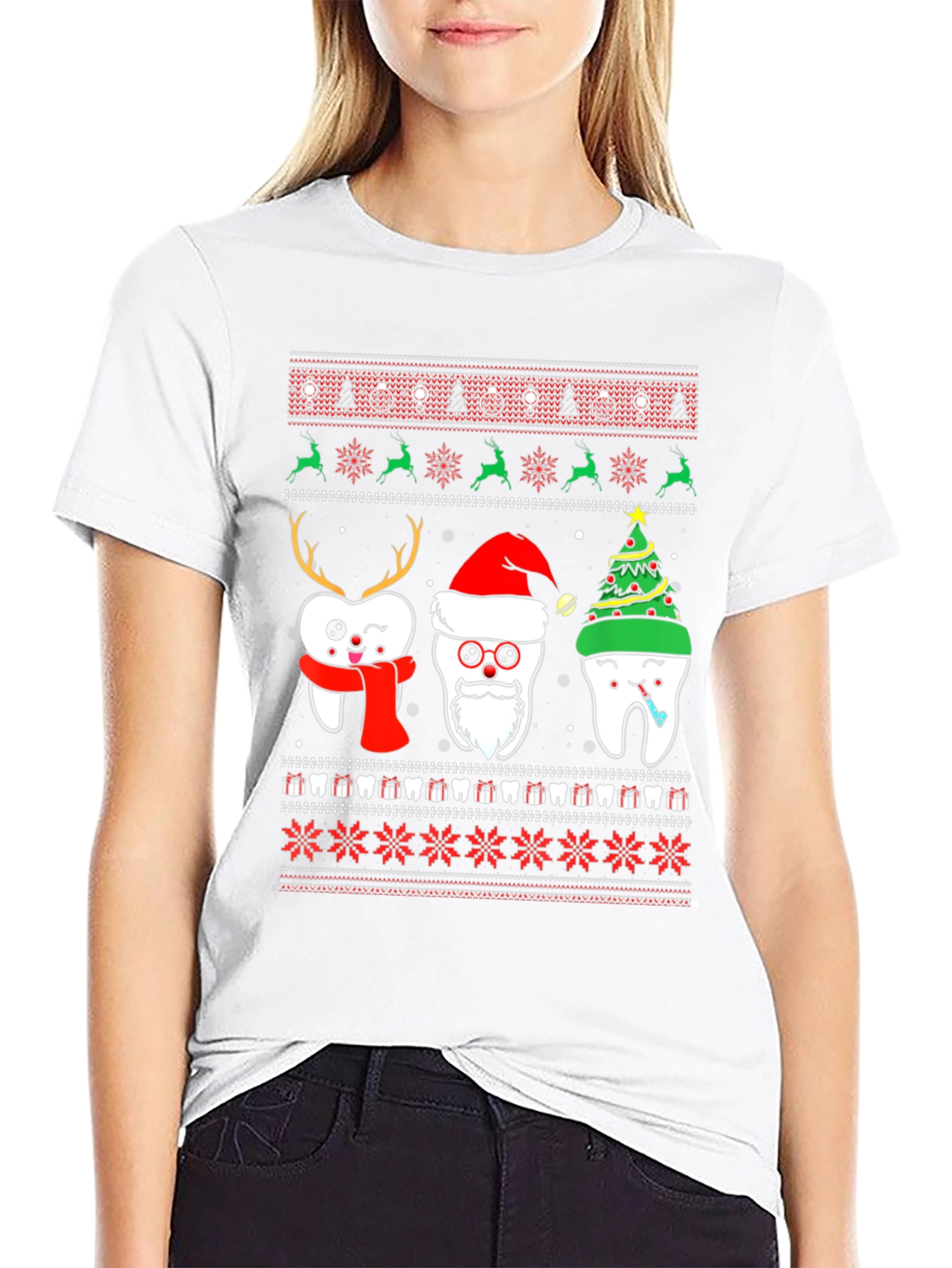 Festive Tooth Christmas Ugly Sweater T-Shirt