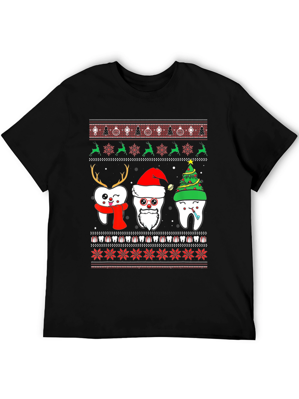 Festive Tooth Christmas Ugly Sweater T-Shirt