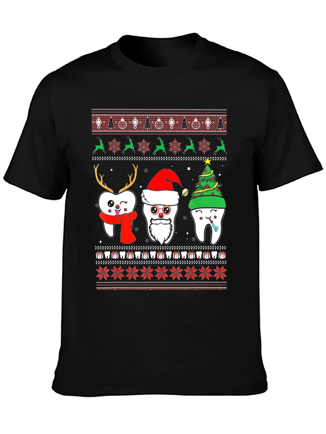 Festive Tooth Christmas Ugly Sweater T-Shirt