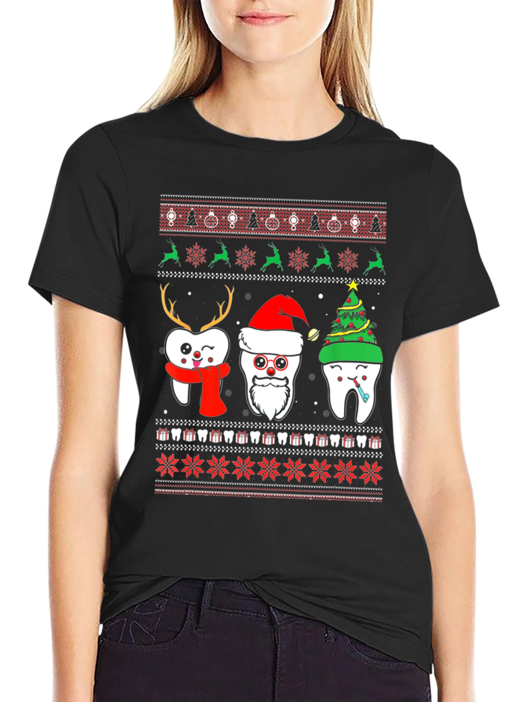 Festive Tooth Christmas Ugly Sweater T-Shirt