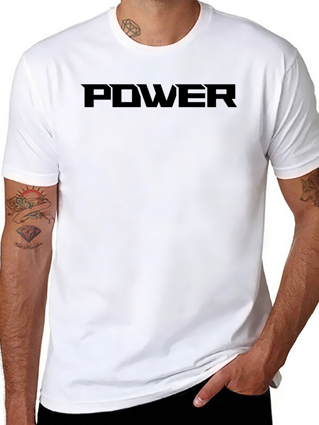 Mens Black POWER Graphic T-Shirt - Bold Statement Tee