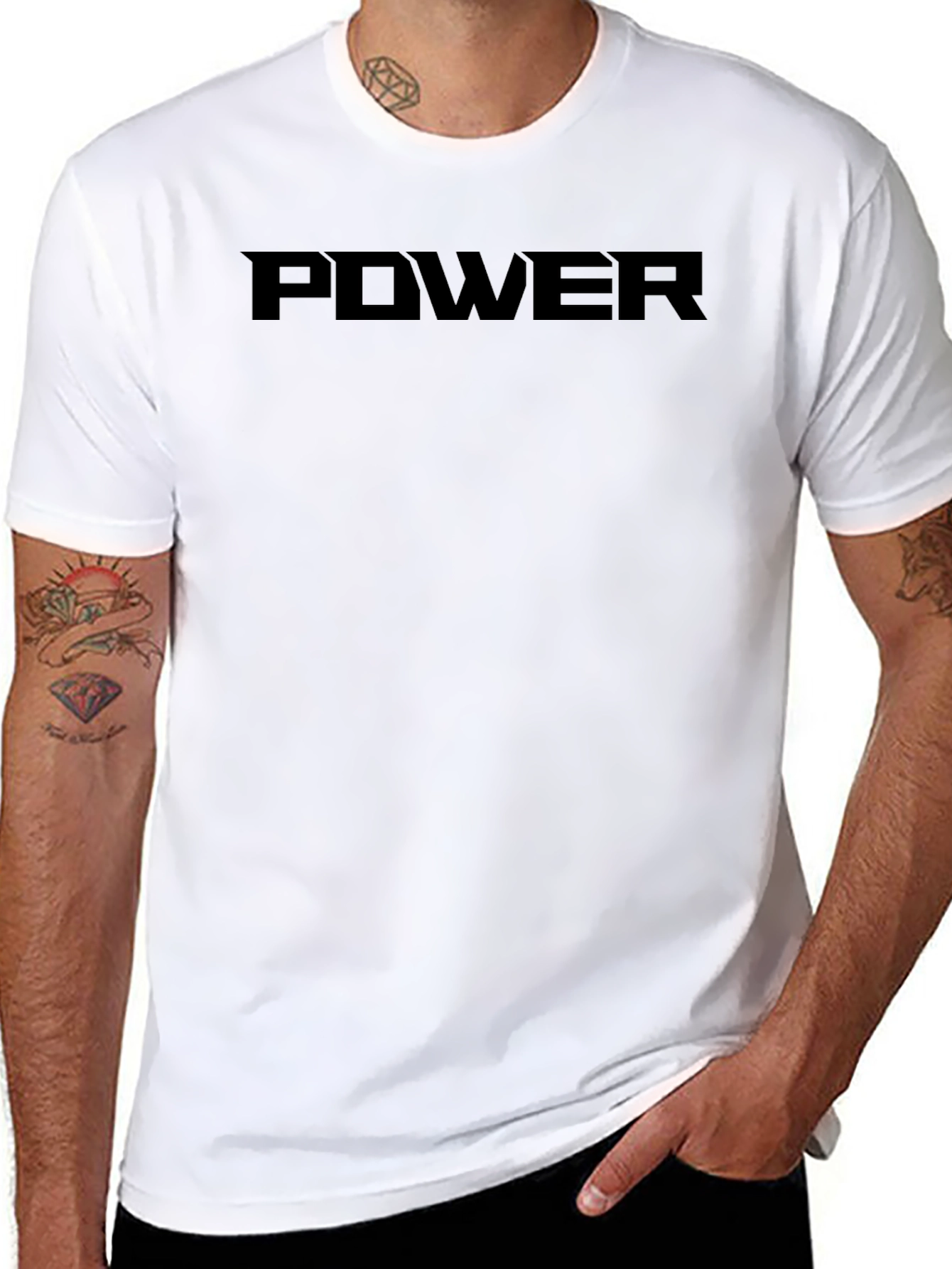 Mens Black POWER Graphic T-Shirt - Bold Statement Tee