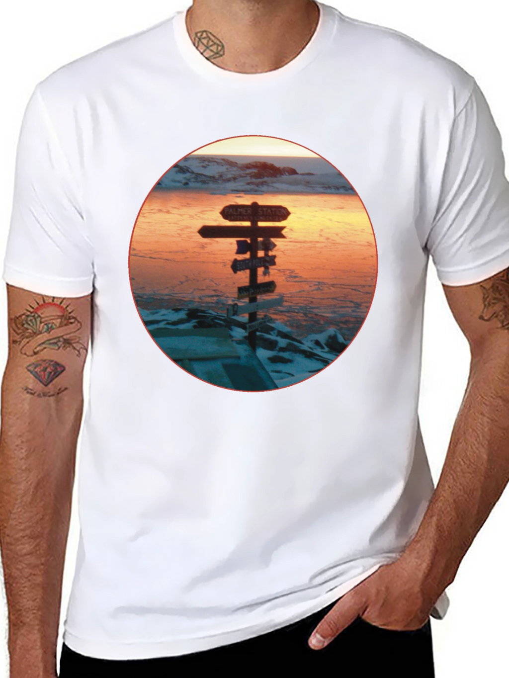 Antarctica Signpost Graphic Tee
