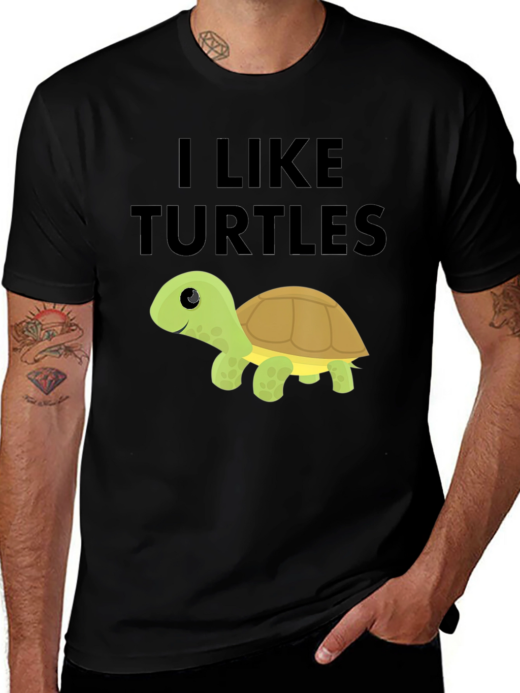 I Like Turtles Black T-Shirt