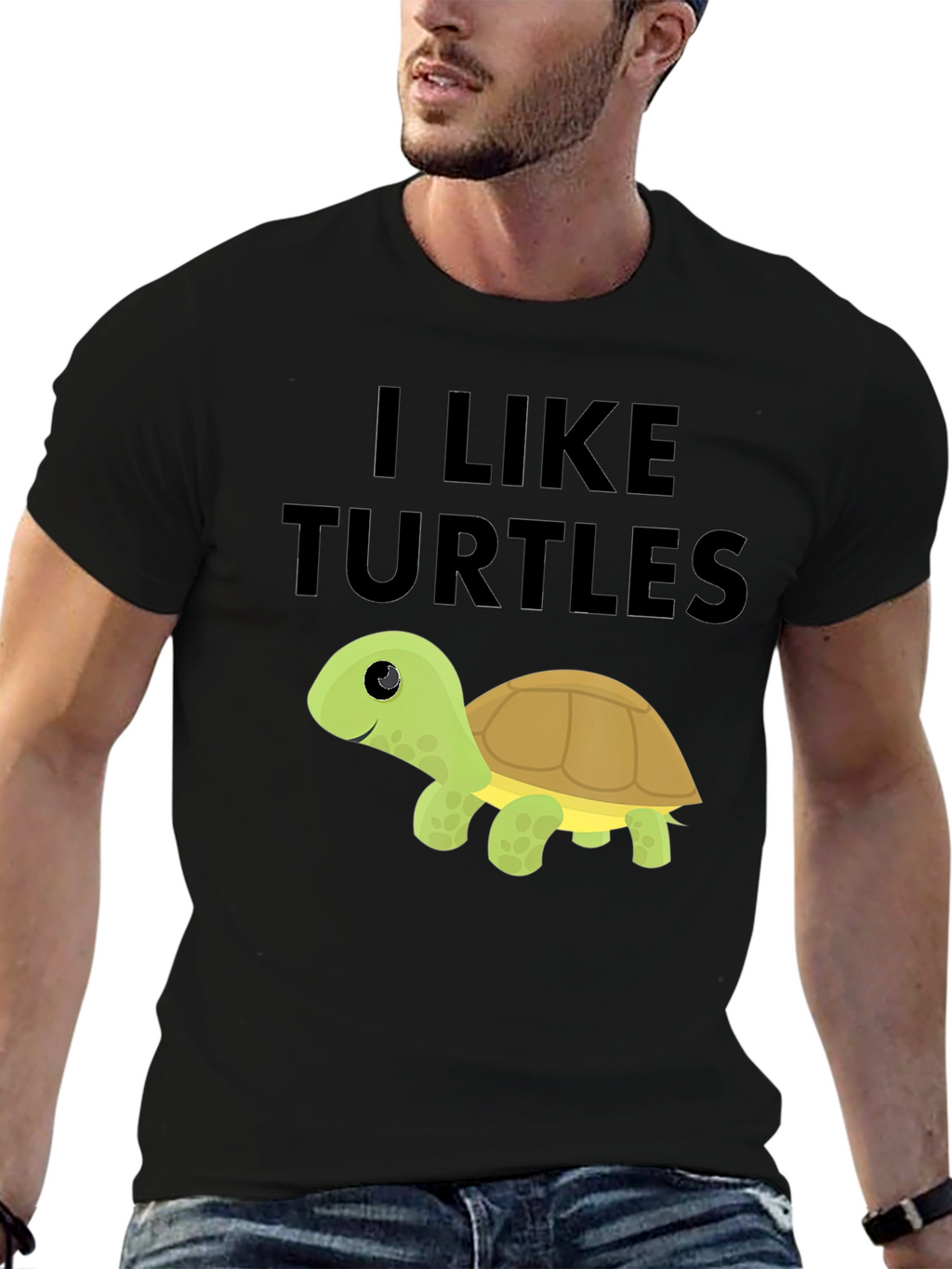 I Like Turtles Black T-Shirt