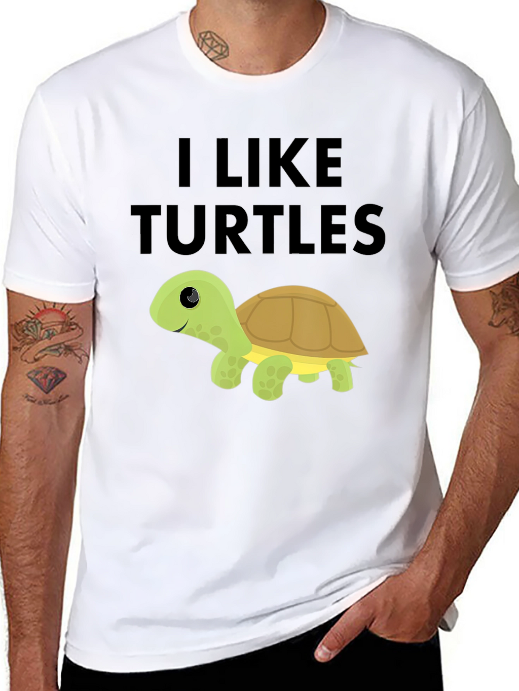 I Like Turtles Black T-Shirt