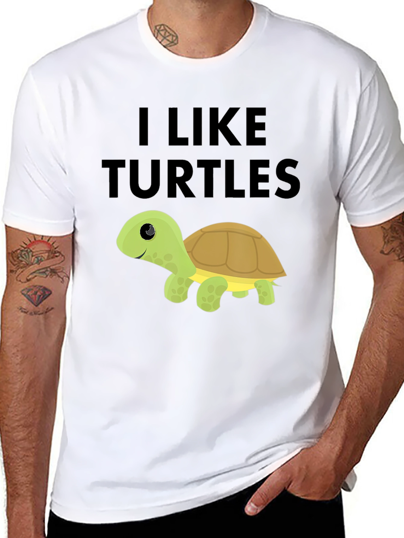 I Like Turtles Black T-Shirt
