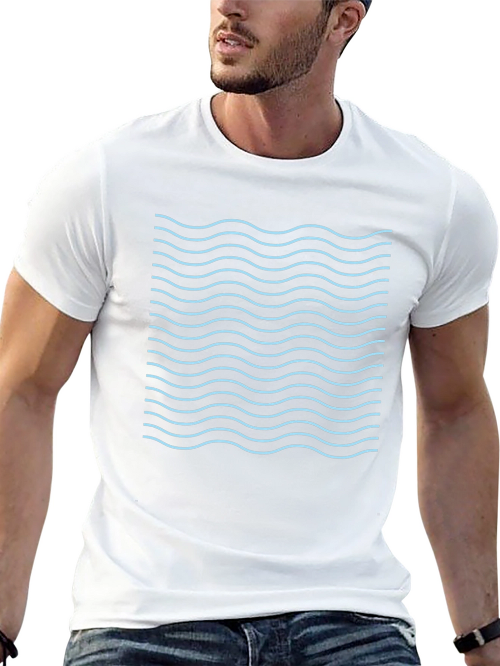 Wavy Line Graphic Tee - Trendy Style