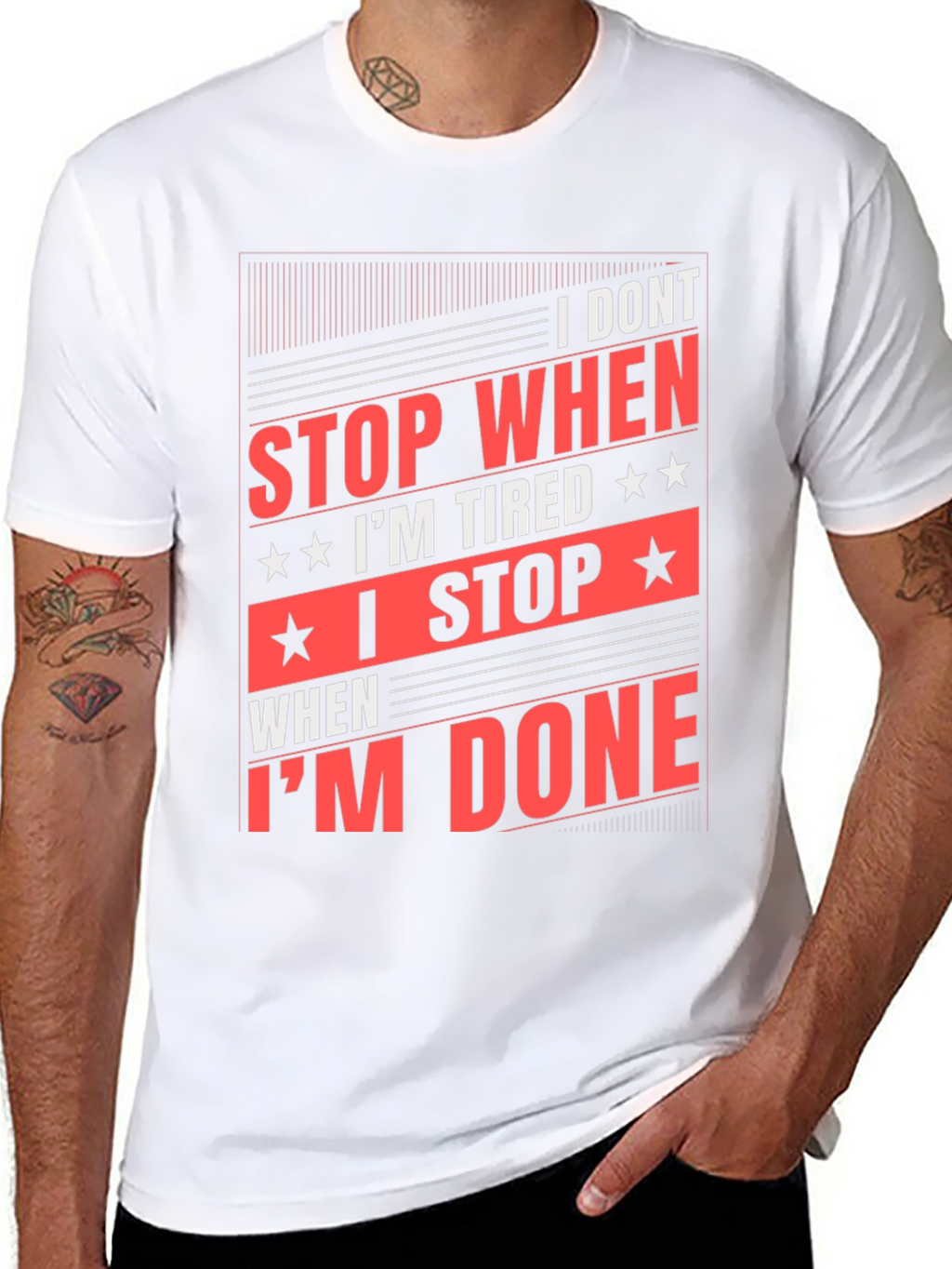 Motivational Black T-Shirt: I Dont Stop When Im Tired