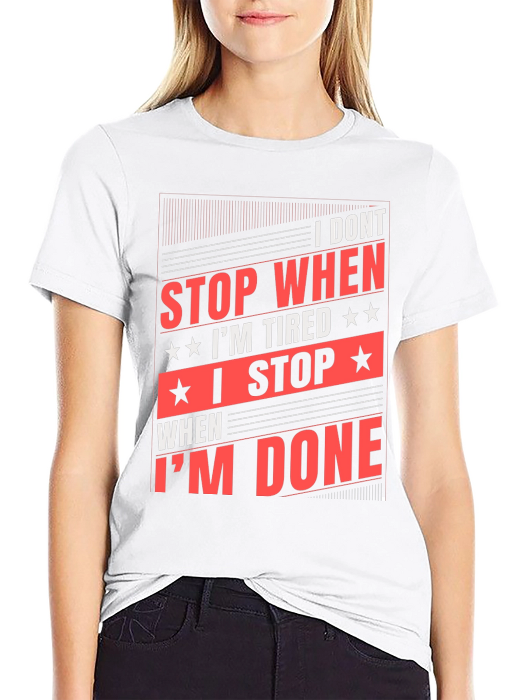 Motivational Black T-Shirt: I Dont Stop When Im Tired