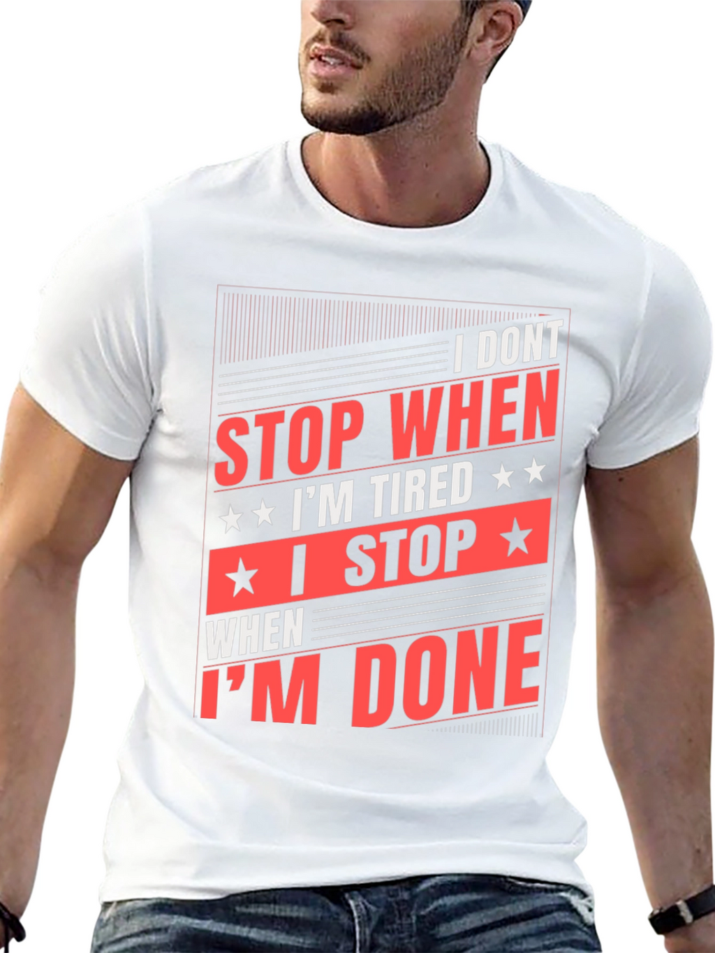 Motivational Black T-Shirt: I Dont Stop When Im Tired