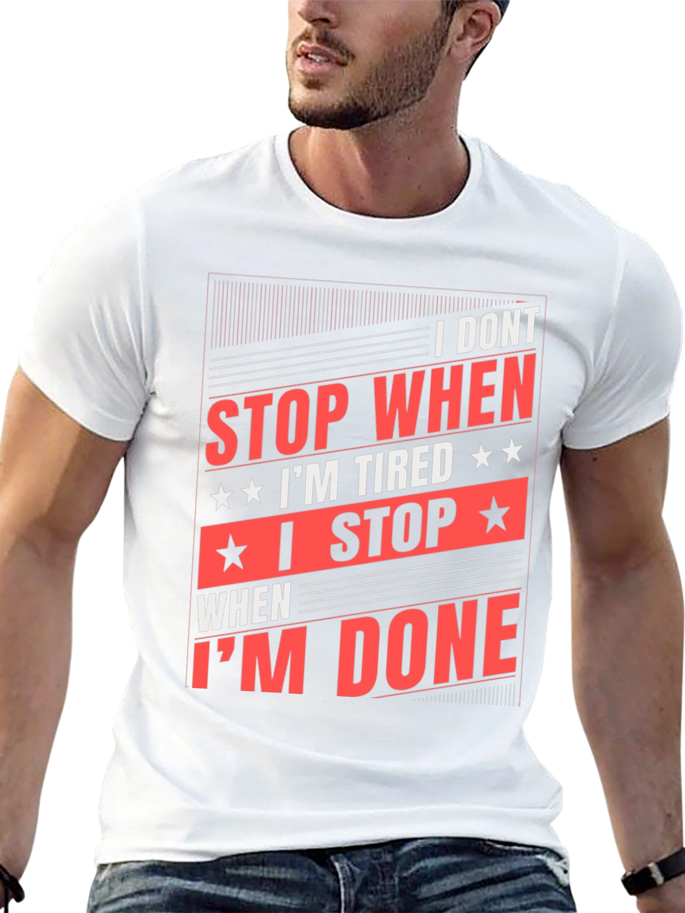 Motivational Black T-Shirt: I Dont Stop When Im Tired